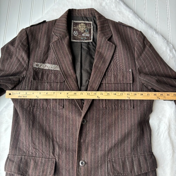 Marc Ecko Immortalize Blazer Sport Coat Jacket Mens Large Egyptian Stripe - Picture 3 of 9